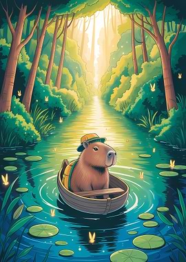 Capybara in a Boat