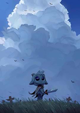 Lonely Lamb with Sword in Field
