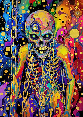 Psychedelic Skeleton with Chains
