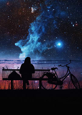 Night Sky Bench Silhouette