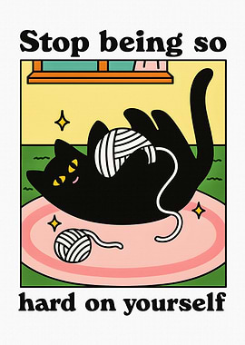 Motivational Cat with Yarn