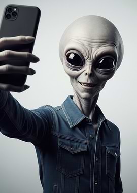 Alien Selfie in Denim Jacket