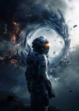 Astronaut Staring into a Cosmic Anomaly