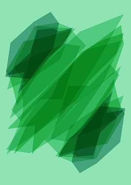 Abstract Green Geometric Shapes - Modern Layered Wall Art- Digital Print