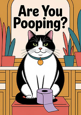 Are You Pooping? Cat Art