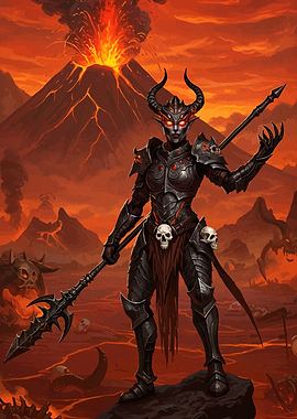 Demon Warrior Volcanic Landscape
