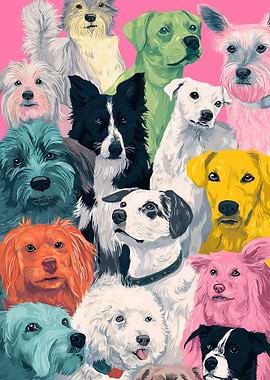 Colorful Dogs Portrait