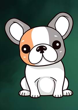 Kawaii French Bulldog Puppy – Cute Dog Wall Art for Kids and Animal Fans
