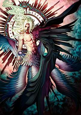 Winged Angelic Figure with Dual Wings