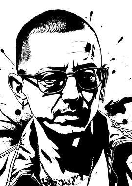 Chester Bennington Black and White Portrait