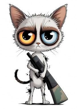 Grumpy Cat with a Big Gun