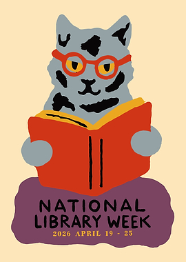 National Library Week Cat Reading