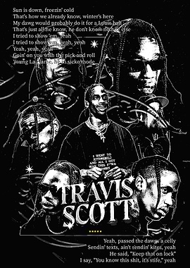 Travis Scott Black and White Portrait