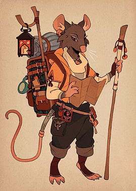 Anthropomorphic Rat Adventurer with Map