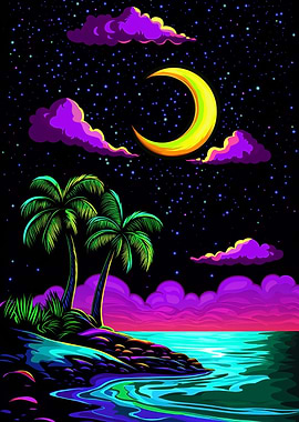 Neon Tropical Night