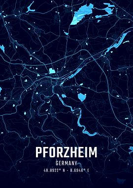 Pforzheim Midnight City Map