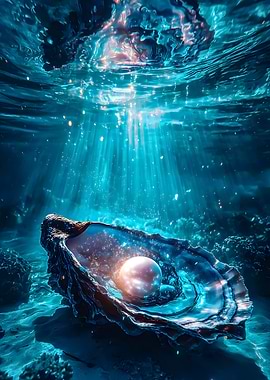 Underwater Pearl in Oyster Shell