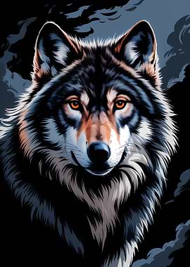 Wolf Portrait with Intense Gaze