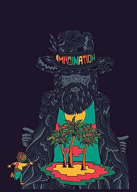 Imagination Island Illustration trippy poster