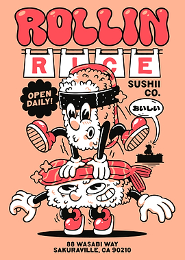 Rollin' Rice Sushi Co. Cartoon