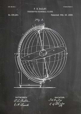 F.H. Bailey Terrestro Sidereal Globe Patent