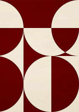 Geometric Circles in Red and Beige