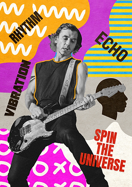 Guitarist in Maximalism Art Style