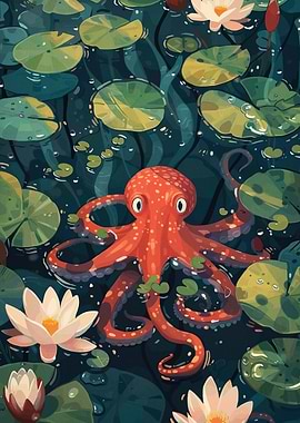 Octopus in Lily Pond