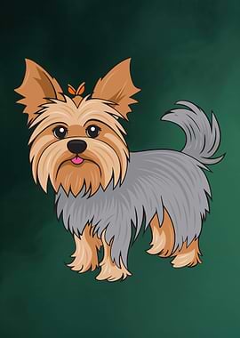 Cute Yorkshire Terrier – Adorable Yorkie Cartoon Dog Illustration for Pet Lovers