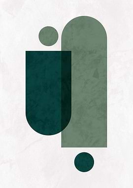 Abstract Geometric Shapes in Green Tones