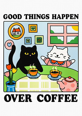 Cats and Coffee Illustration