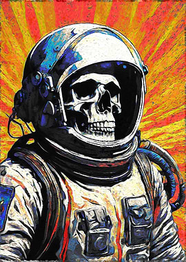 Astronaut Skull Art