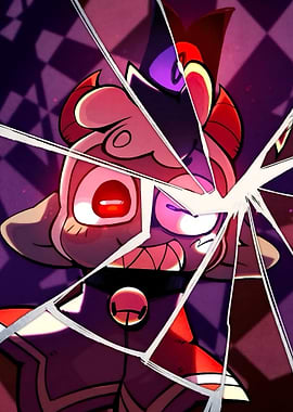 Cartoon Character Through Broken Glass