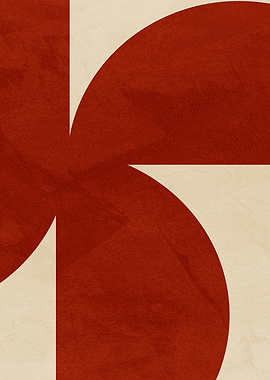 Abstract Geometric Art: Red and Beige
