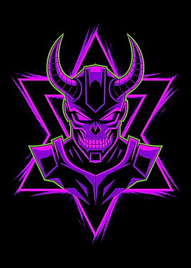 Neon Cyberpunk Skull Warrior
