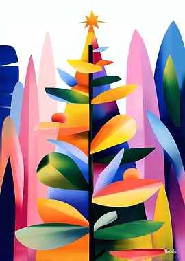 Color Symphony Christmas Tree – Dynamic Abstract Rhythm Art