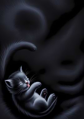 Sleeping Kitten with Tongue Out