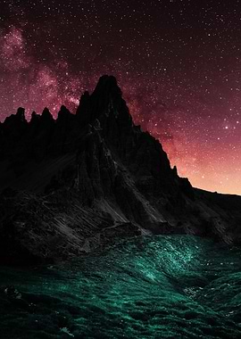 Mountain Under Starry Night Sky