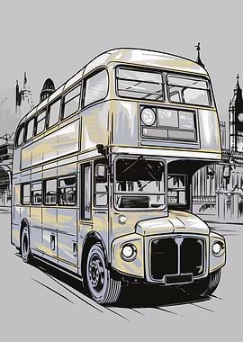 London Double Decker Bus Illustration