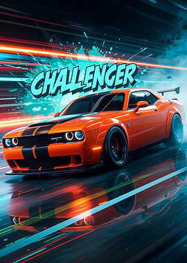 Orange Challenger SRT Hellcat Car