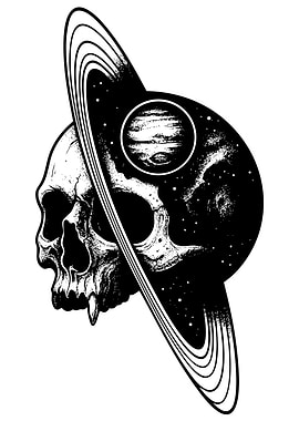Skull and Planet Black and White