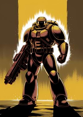 Armored Warrior with Gun