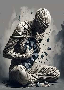 Bound Figure with Stone Heart