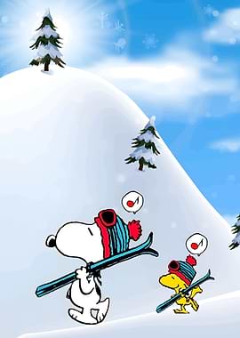 Snoopy and Woodstock Skiing