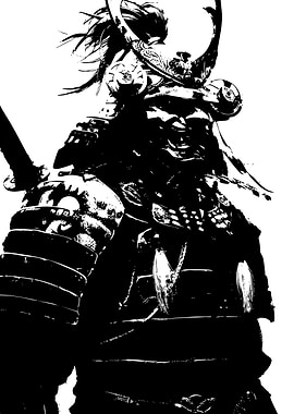 Samurai Warrior in Black and White