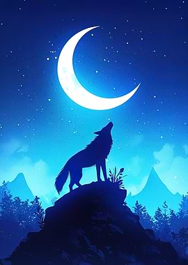 Wolf Howling at the Moon
