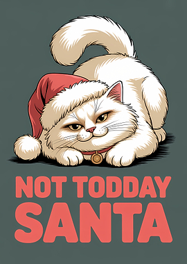 Not Today Santa Cat Cartoon