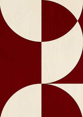 Abstract Geometric Art in Red and Beige