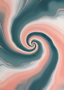Abstract Swirl of Teal and Peach