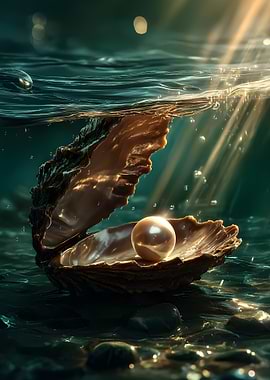 Oyster with Pearl Underwater